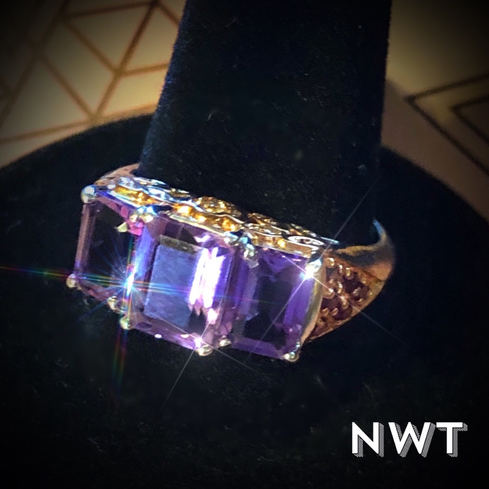 NEW in BOX 🆕 Amethyst Sterling Ring Trilogy Ring - Picture 4 of 10